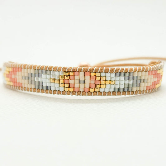 coral sands third eye beaded bracelet front view