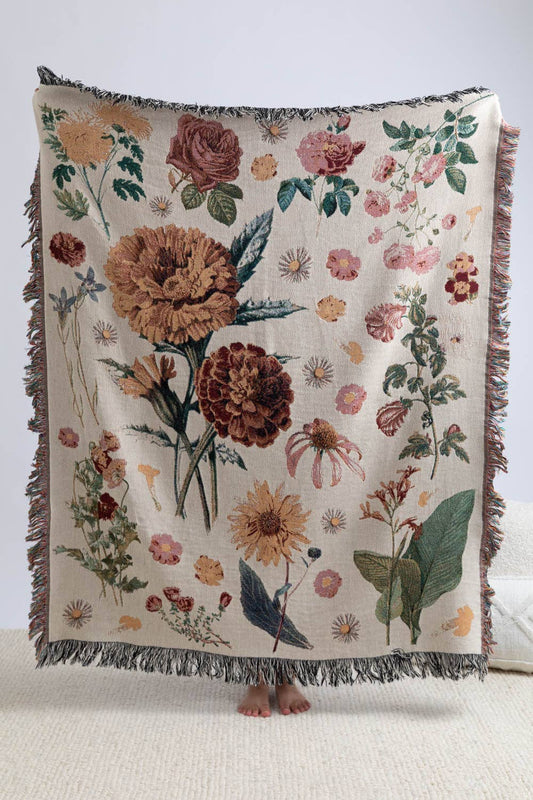 Vintage Floral Throw Blanket