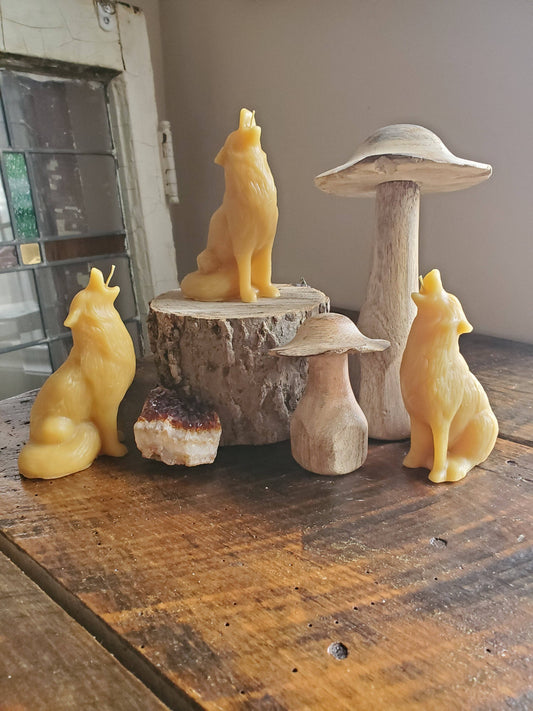 Howling Wolf Beeswax Candle